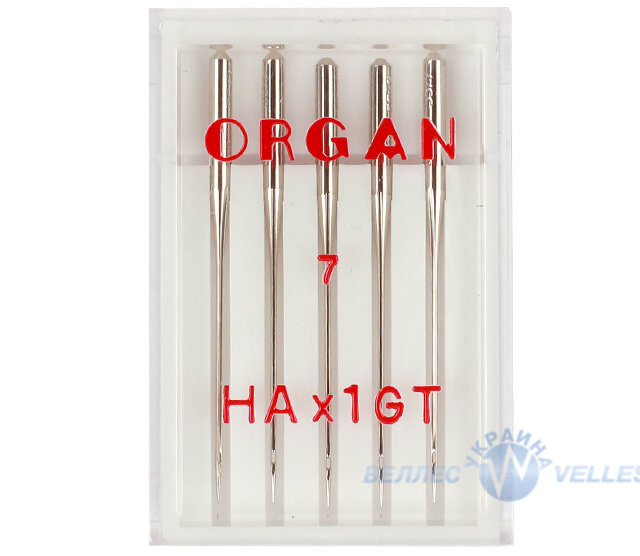 Иглы ORGAN для шелка, крепа,  HAx1GT 7 № 55 (в упаковке 5 шт.)