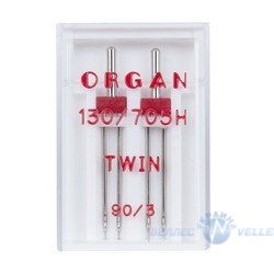 Иглы двойные ORGAN 130/705H TWIN 90/3 (в упаковке 2 двойные иглы)