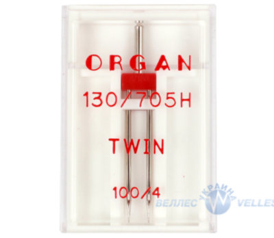 Иглы ORGAN 130/705H TWIN 100/4 (в упаковке 1 двойная игла)