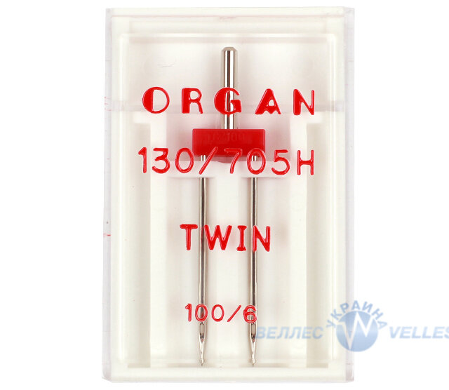 Иглы ORGAN 130/705H TWIN 100/6 (в упаковке 1 двойная игла)