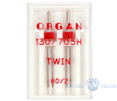 Иглы ORGAN 130/705H TWIN 80/2 (в упаковке 2 двойные иглы)