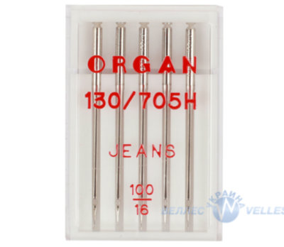 Иглы ORGAN Джинс 130/705H JEANS 100/16 (в упаковке 5 шт.)